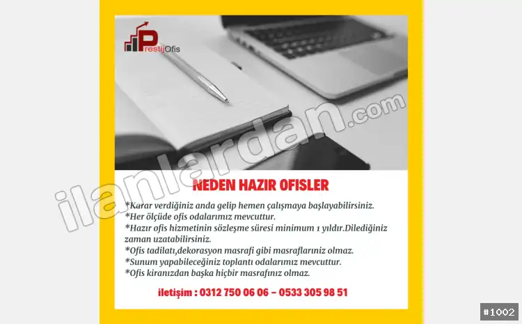 Hazır ofis Sanal ofis eofis paylaşımlı ofis ANKARA / ÇANKAYA / BÜYÜKESAT